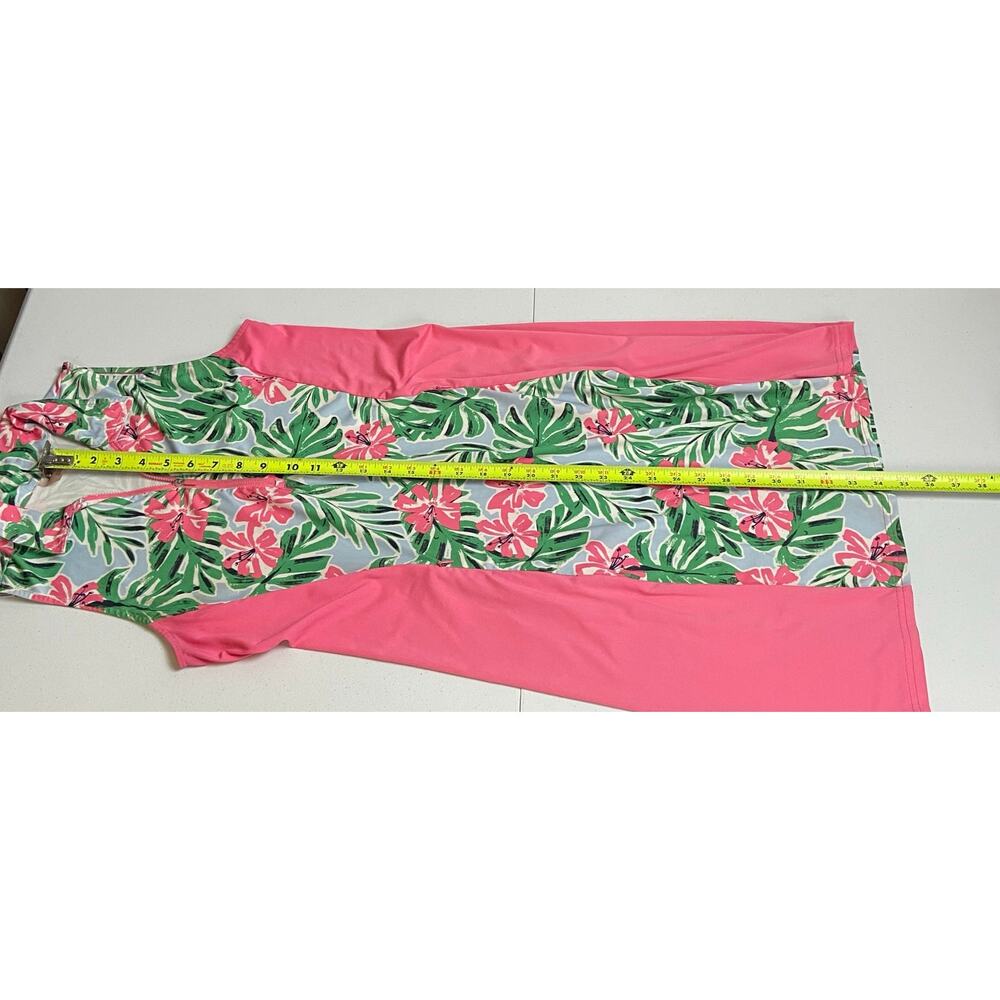 Jofit Women's Pink Green Hibiscus Print Sleeveless Golf Active Dress Size Small - Picture 8 of 9
